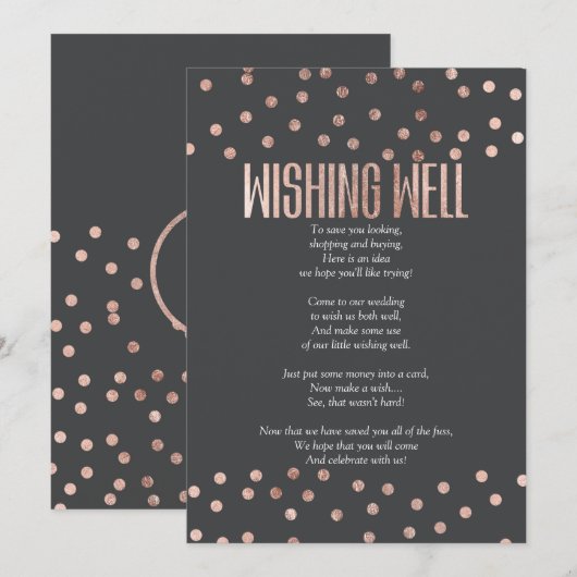 Roze Gouden Stippen Koolzwarte Wensput Kaart (Voorkant / Achterkant)