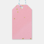 Roze & Gouden Stippen Moderne Chic Cadeaubijslage Cadeaulabel (Achterkant)
