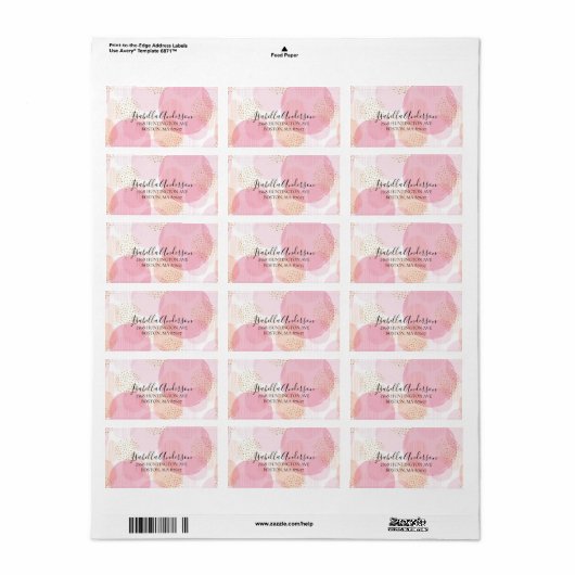 Roze & gouden Stippen retour adreslabel Etiket (Full Sheet)
