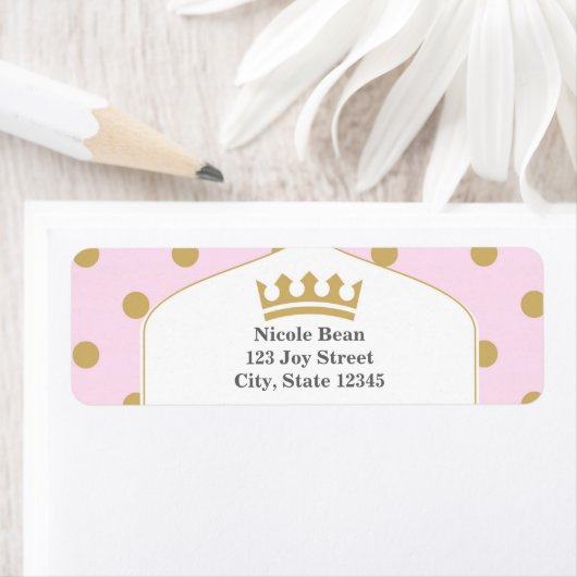 Roze & gouden Stippen Royal Crown Princess Labels (Insitu)