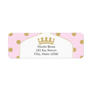 Roze & gouden Stippen Royal Crown Princess Labels