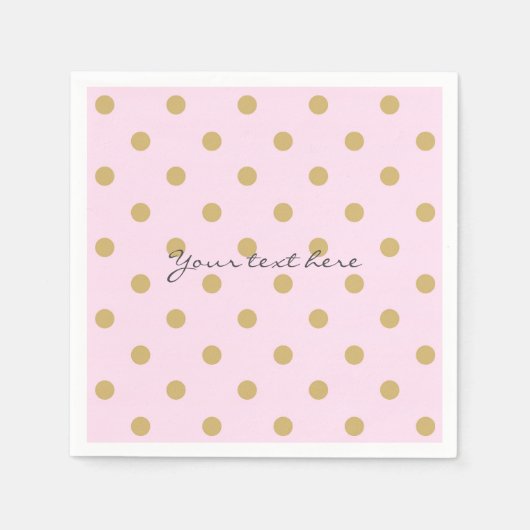 Roze & Gouden Stippen Royal Crown Princess Party S Servet (Voorkant)
