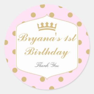 Roze & Gouden Stippen Royal Crown Princess Sticker