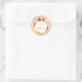 Roze & Gouden Stippen Royal Princess Crown Ronde Sticker (Tas)