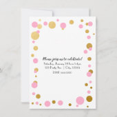 Roze & Gouden Stippen Verjaardagsfeest Fotouitnodi Kaart (Achterkant)