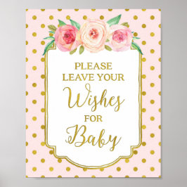 Roze gouden Stippen wensen voor Baby Poster