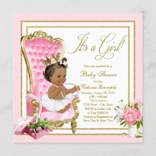 Roze Gouden Stoel Etnische Prinsessen Parel Baby S Kaart