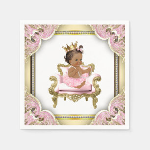 Roze Gouden Stoel Parels Etnisch Meisje Baby Showe Servetten