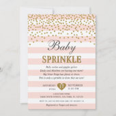 Roze Gouden Streep Confetti Baby Meisje Sprinkle Kaart (Voorkant)