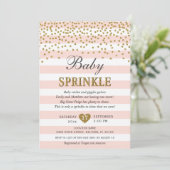 Roze Gouden Streep Confetti Baby Meisje Sprinkle Kaart (Staand voorkant)