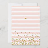 Roze Gouden Streep Confetti Baby Meisje Sprinkle Kaart (Achterkant)
