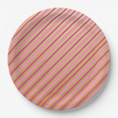 Roze & Gouden Streep Papier Borden Papieren Bordje (Voorkant)