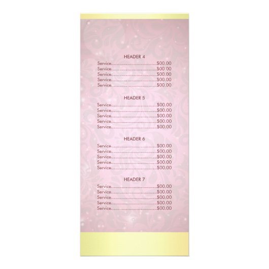 Roze gouden streepjes maken artistieke prijslijst reclamekaart (Achterkant)