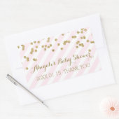 Roze Gouden Strepen Baby shower Favor Sticker (Envelop)