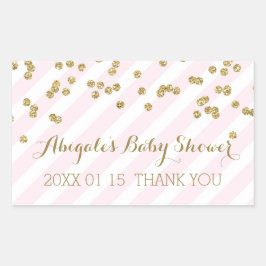 Roze Gouden Strepen Baby shower Favor Sticker