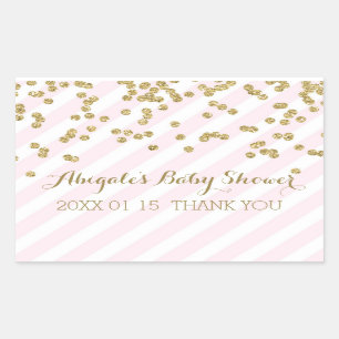 Roze Gouden Strepen Baby shower Favor Sticker