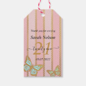 Roze gouden strepen en andijvie cadeaulabel (Voorkant)