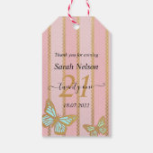 Roze gouden strepen en andijvie cadeaulabel (Achterkant)