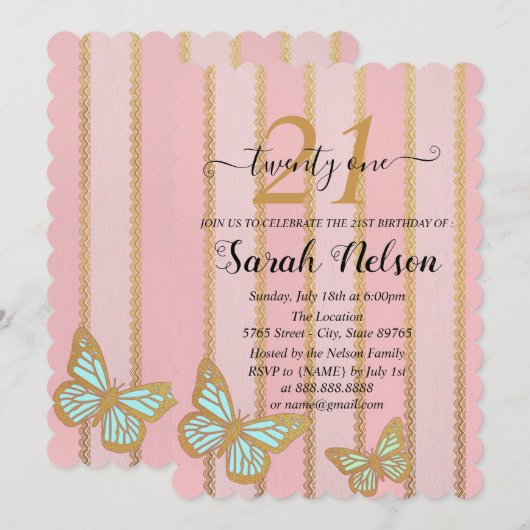 Roze gouden strepen en andijvie kaart (Voorkant / Achterkant)