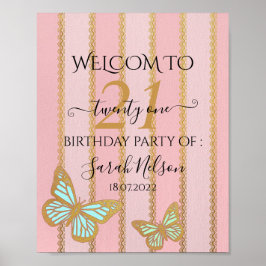 Roze gouden strepen en andijvie poster