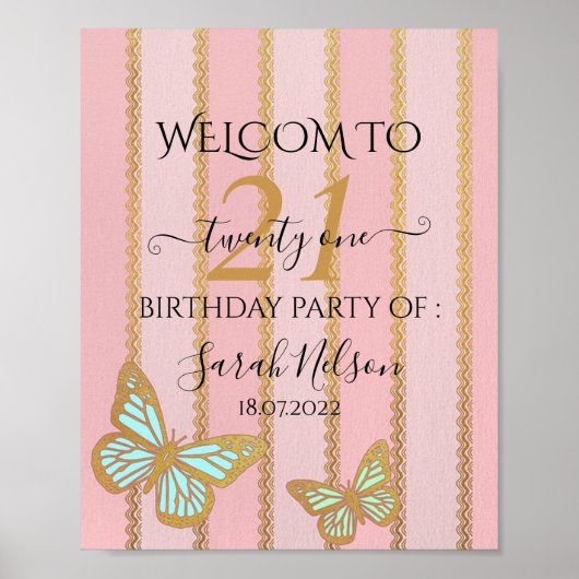 Roze gouden strepen en andijvie poster (Voorkant)