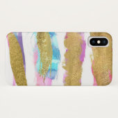 Roze gouden strepen Glitter-ontwerp Case-Mate iPhone Case (Achterkant (horizontaal))