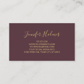 Roze Gouden Strepen Lijnen Bloemen Visitekaartje (Achterkant)