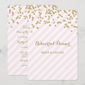 Roze gouden strepen repetitie dinerfeest kaart (Voorkant / Achterkant)