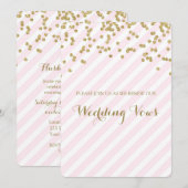 Roze Gouden Strepen Trouwgelofte Vernieuwing Uitno Kaart (Voorkant / Achterkant)