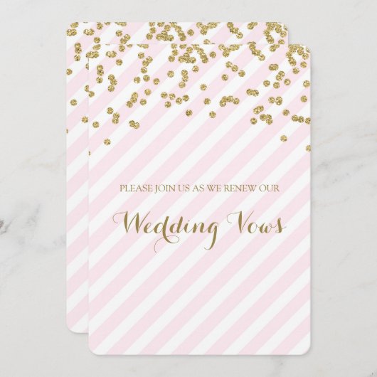 Roze Gouden Strepen Trouwgelofte Vernieuwing Uitno Kaart (Voorkant / Achterkant)