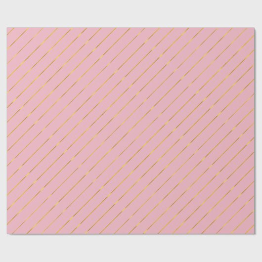 Roze Gouden Strepen Verjaardag Kerstmis Glam Gift Cadeaupapier (Vlak)