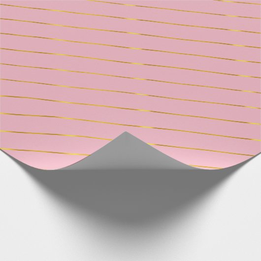 Roze Gouden Strepen Verjaardag Kerstmis Glam Gift Cadeaupapier (Hoek)