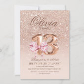 Roze gouden strik 13e verjaardag verjaardagsfeestj kaart (Voorkant)