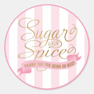 Roze Gouden Suiker en Kruiden Ronde Stickers
