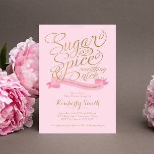 Roze Gouden Suiker en Specerij Baby Meisje Baby Sh Kaart