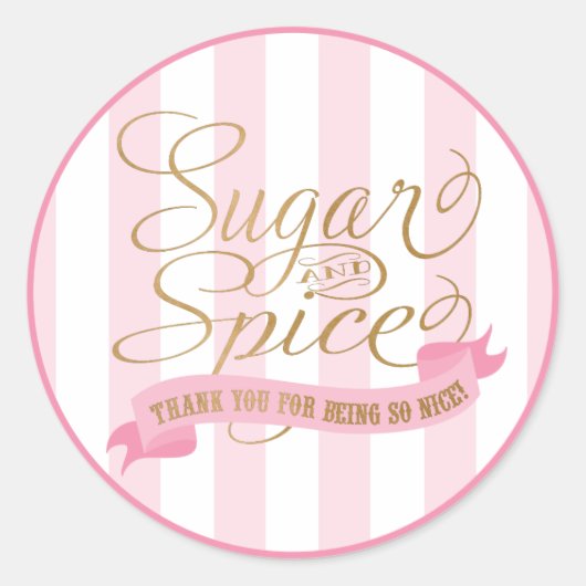 Roze Gouden Suiker En Specerij Ronde Stickers (Voorkant)