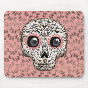 Roze & Gouden Suiker Skull & Lieve Grilharte Muismat