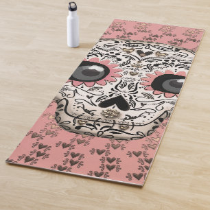 Roze & Gouden Suiker Skull & Lieve Grilharteborste Yogamat