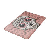Roze & Gouden Suiker Skull & Malle Hartjes Badmat (Gekanteld)