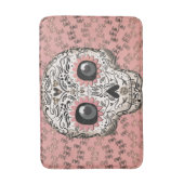 Roze & Gouden Suiker Skull & Malle Hartjes Badmat (Voorkant Verticaal)
