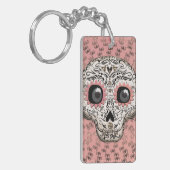Roze & Gouden Suiker Skull & Malle Hartjes Sleutelhanger (Voorkant Links)