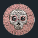 Roze & Gouden Suiker Skull & Malse Hartjes Dartbord<br><div class="desc">aangepaste dartbord</div>