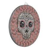 Roze & Gouden Suiker Skull & Malse Hartjes Dartbord (Voorkant Links)