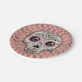 Roze & Gouden Suiker Skull Whimsical Cute Feest Papieren Bordje (Gekanteld)