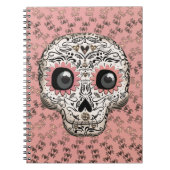 Roze & Gouden Suiker Skull Whimsical Cute Notitieboek (Voorkant)