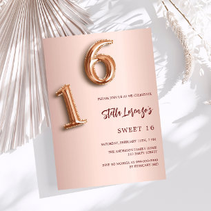 Roze gouden Sweet 16 budget uitnodiging
