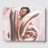 Roze Gouden Sweet 16 Folie Guestbook Gastenboek (Achterkant)