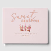Roze Gouden Sweet 16 Folie Guestbook Gastenboek (Voorkant)