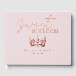 Roze Gouden Sweet 16 Folie Guestbook Gastenboek