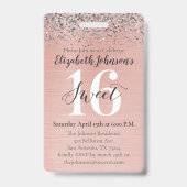 Roze Gouden Sweet 16 Verjaardag VIP Badge (Achterkant)
